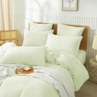 YASMENG Bettwäsche-Set 200x200 cm Hellgrün 100% Baumwolle 3-teilig mit Reißverschluss