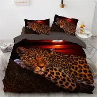 YASMENG Bettwäsche Set 220x240 cm Leopard Tiermotiv Gold Schwarz Mikrofaser 3-teilig mit Reißverschluss