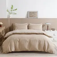YASMENG Satin Bettwäsche 155x220 cm Khaki Gold Gestreift 3-teilig mit Reißverschluss