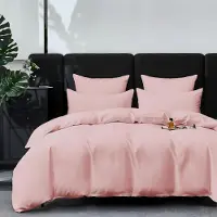 YASMENG Mako Satin Bettwäsche 220x240 cm Rosa 100% Baumwolle 3-teilig mit Reißverschluss