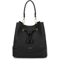 Diana & Co Firenze Damenhandtasche aus Vegan Leather mit Kordelzug und abnehmbarem Schultergurt Black B UNICA 24x25.5x16 cm 741-1PT-BLACK