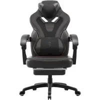 Dowinx Gaming Stuhl mit Fußstütze, Gaming Sitz für schwere Menschen, Gamer Sitz für Erwachsene mit Massage und Stoff, PC Game Sitz 150, (Schwarz)