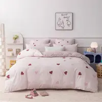 YASMENG Bettwäsche 200x220 cm Mädchen Herzen Rot Rosa Weiß 3-teilig Mikrofaser mit Reißverschluss