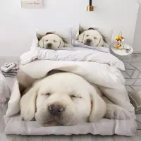 YASMENG Bettwäsche 200x220 cm Hunde Labrador 3D Mikrofaser 3-teilig mit Reißverschluss