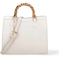 Diana & Co Firenze Damen-Schultertasche aus veganem Kunstleder mit Bambusgriff Schwarz Black B UNICA 34x28x14.5 cm