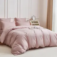 YASMENG Bettwäsche 155x220 cm Baumwolle Rosa 3-teilig mit 2 Kissenbezügen 80x80 cm
