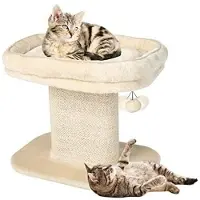 FANTASK Kratzbaum mit weicher Plüschsitzfläche & Sisal-Kratzsäule & Ball, Katzen