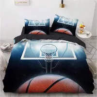 YASMENG Basketball Bettwäsche 155x220 cm 3-teilig Jungen Mikrofaser Orange mit Reißverschluss