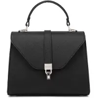 Diana & Co Firenze Handtasche Schwarz 100% PolyurethanKunstleder Vegan Black B UNICA 24x19x10.5 cm 722-2PT-BLACK
