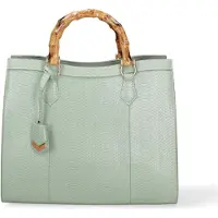 Diana & Co Firenze Damen-Schultertasche aus veganem Kunstleder mit Bambusgriff Schwarz Black B UNICA 34x28x14.5 cm