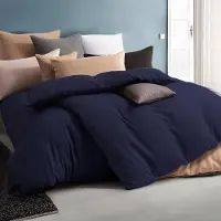 Soifox Bettwäsche-Set 4-teilig 135x200 cm Marineblau Mikrofaser bügelfrei 2x Bettbezug 2x Kissenbezug 80x80 cm mit Reißverschluss