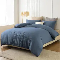 Soifox Bettwäsche-Set 180x200 cm Hellblau Mikrofaser Bügelfrei Knitterfrei mit 2x Kissenbezug 80x80 cm Reißverschluss