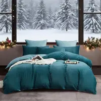 YASMENG Winter Bettwäsche 155x220 cm Petrol Hellblau 3-teilig Plüsch Mikrofaser Wendebettwäsche mit Reißverschluss