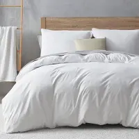 Soifox Bettwäsche-Set 220x240 cm Weiß Mikrofaser bügelfrei 2 Kissenbezüge 80x80 cm Reißverschluss