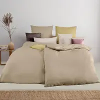 Soifox Bettwäsche-Set 155x220 cm 4-teilig Sandy Beige Mikrofaser Bügelfrei mit Reißverschluss