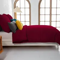 Soifox Bettwäsche-Set Mikrofaser Rot 135x200 cm + 80x80 cm bügelfrei knitterfrei Reißverschluss