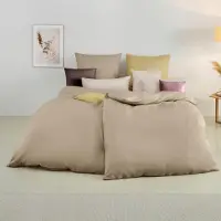 Soifox Bettwäsche-Set 6-teilig Sandy Beige 135x200 cm Mikrofaser bügelfrei mit Reißverschluss