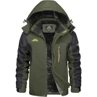KEFITEVD Winterjacke Herren Wasserdicht Warm Gefüttert Skijacke Outdoorjacke Winddicht Atmungsaktiv S Armeegrün