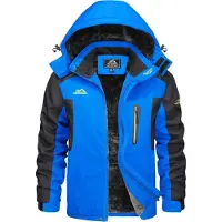 KEFITEVD Winterjacke Herren Wasserdicht Warm Gefüttert Skijacke Königsblau Größe M