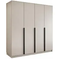 Tegre Kleiderschrank LIZA 197 x 215 x 58,1, 3-türig, kaschmir, mit schwarzen Griffen, Kleiderstange und großzügigem Stauraum