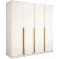 Tegre Kleiderschrank LIZA 197 x 215 x 58,1, 3-türig, weiß, mit goldenen Griffen, Kleiderstange und großzügigem Stauraum