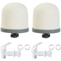 HUINING Keramikkuppel-Wasserfilter mit BPA-freiem Wasserhahn, 2er Set, Weiß, 3/4 Zoll Anschluss