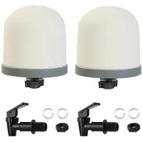 HUINING Keramikkuppel-Wasserfilter mit BPA-freiem Wasserhahn, 2er Set, Schwarz