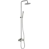 Lussero – Wandmontierte Außendusche aus 304 Edelstahl mit 20 cm Regenduschkopf und Handbrause (Kalt- & Warmwasser)