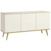 Tegre Kommode GOLD 150 x 85 x 40 cm in Weiß mit Goldenen Verzierung, stilvolle Sideboard-Kommode im modernen Retro-Design