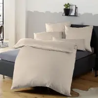Soifox Bettwäsche-Set Mikrofaser Beige 135x200 cm + 80x80 cm Bügelfrei Knitterfrei Reißverschluss