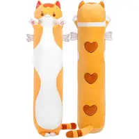 Mewaii Langes Plüschtier Katze 110 cm Orange Kuschelkissen Geschenk