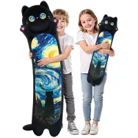 Mewaii Kuscheltier Katze Plüschkissen 50 cm Schwarze Katze Superweich