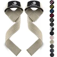 FITGRIFF Zughilfen (gepolstert) für Krafttraining, Bodybuilding, Fitness - Kreuzheben Gurte - Lifting Straps - für Frauen und Männer (Sand, Grip, XS)