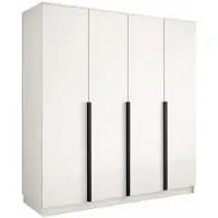 Tegre Kleiderschrank LIZA 197 x 215 x 58,1, 3-türig, weiß, mit schwarzen Griffen, Kleiderstange und großzügigem Stauraum