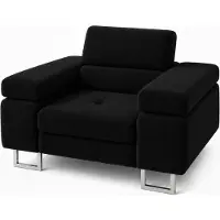 Tegre Sessel LAZARO in Schwarz 134 x 90 x 102 cm bequemer Polstersessel mit breiten Armlehnen