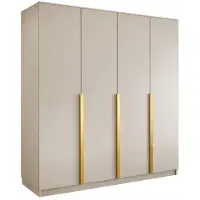 Tegre Kleiderschrank LIZA 197 x 215 x 58,1, 3-türig, kaschmir, mit goldenen Griffen, Kleiderstange und großzügigem Stauraum