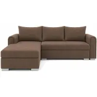 Tegre Ecksofa NORDI in Braun Universelle Wohnlandschaft mit Schlaffunktion und Bettkasten, 242 × 77 x 145 cm