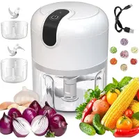 PLAXSOON Akku Mini Zerkleinerer 350ml Knoblauchhacker Elektrisch Zwiebelschneider Mixer