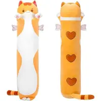 Mewaii Plüschkissen Katze Orange 130CM Lang Kuscheltier Spielzeug Geschenk