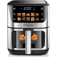 PLAXSOON Heißluftfritteuse Airfryer mit Sichtfenster 1600W 6,5L 10 Programm Farbbildschirm