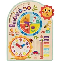 PLAXSOON Kalenderuhr Jahresuhr - Kinder Lernuhr - Holz Spielzeug Lern-Spielzeug - Uhr - Jahreszeiten - Wetter aus Holz