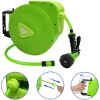 TANYEAR Schlauchaufroller 30m Automatik Schlauchtrommel Garten Wasserschlauch