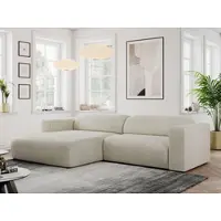 MKS Meble Ecksofa, Sofa L-Form, Wohnlandschaft L-Form, Modern Design Couch, Sofagarnitur, Couchgarnitur, Polsterecke - PASADENA -Beige Velvet - links seite