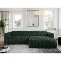 MKS Meble Ecksofa Cord, Sofa Cord L-Form, Wohnlandschaft L-Form, Modern Design Couch, Sofagarnitur, Couchgarnitur, Polsterecke - PASADENA - Grün Cord - rechts seite