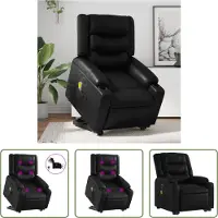 The Living Store Massagesessel mit Aufstehhilfe Elektrisch Schwarz Kunstleder
