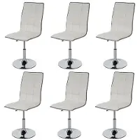 Mendler 6er-Set Esszimmerstuhl HWC-C41, Stuhl Küchenstuhl, höhenverstellbar drehbar, Kunstleder - weiß