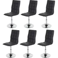 Mendler 6er-Set Esszimmerstuhl HWC-C41, Stuhl Küchenstuhl, höhenverstellbar drehbar, Kunstleder MVG- grau