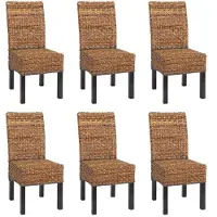 Generique 6er-Set Esszimmerstuhl Korbstuhl M69 Stuhl BALI Bananengeflecht dunkel, ohne Kissen
