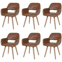 Generique 6er-Set Esszimmerstuhl HWC-A50 II, Stuhl Küchenstuhl, Retro 50er Jahre Design Kunstleder, WildKunstleder, helle Beine
