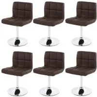 Mendler 6er-Set Esszimmerstuhl Drehstuhl Stuhl Kavala Kunstleder Chrom braun
